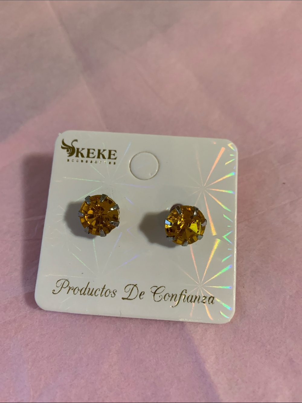 Amber Crystal Stud Earrings